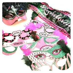 Bachelorette Masquerade Party Masks & Sash Set